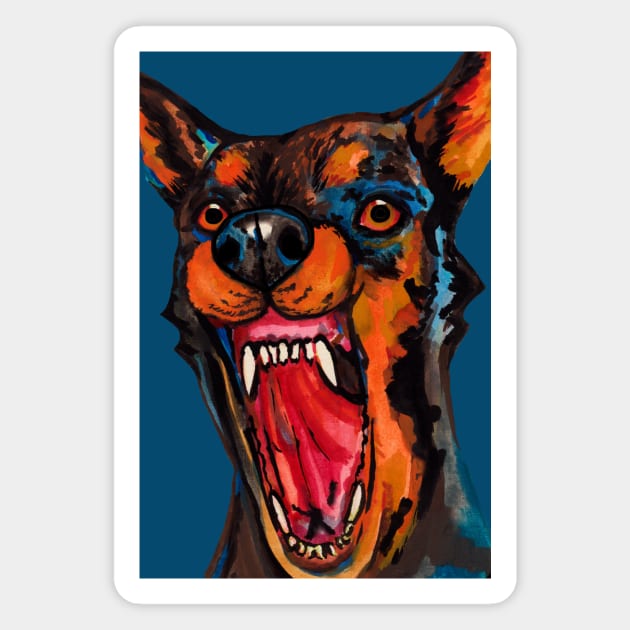 Angry watercolor doberman dog Magnet by deadblackpony